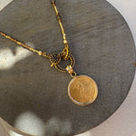 Load image into Gallery viewer, Liberty & Logos Gold Coin Necklace with Vermeil Hinge Clasp