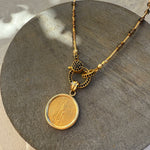 Load image into Gallery viewer, Liberty & Logos Gold Coin Necklace with Vermeil Hinge Clasp