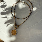 Load image into Gallery viewer, Liberty & Logos Gold Coin Necklace with Vermeil Hinge Clasp