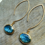 Load image into Gallery viewer, Blue Labradorite Threader Earrings