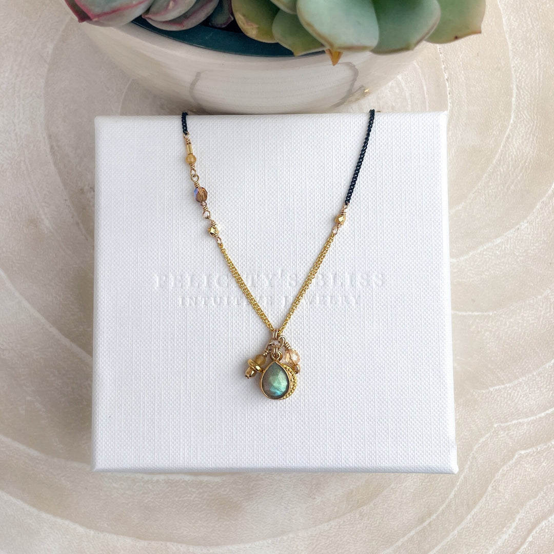 Green Labradorite Charm Necklace