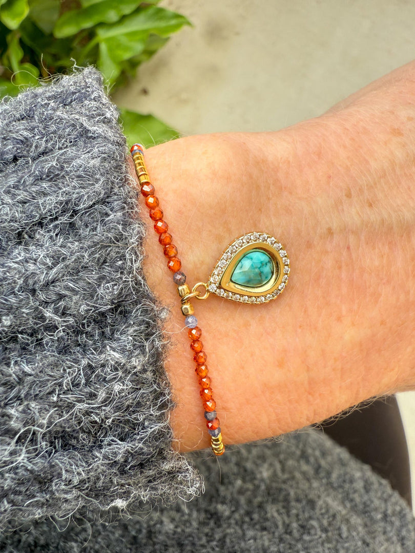 Vibrant Turquoise & Carnelian Bracelet
