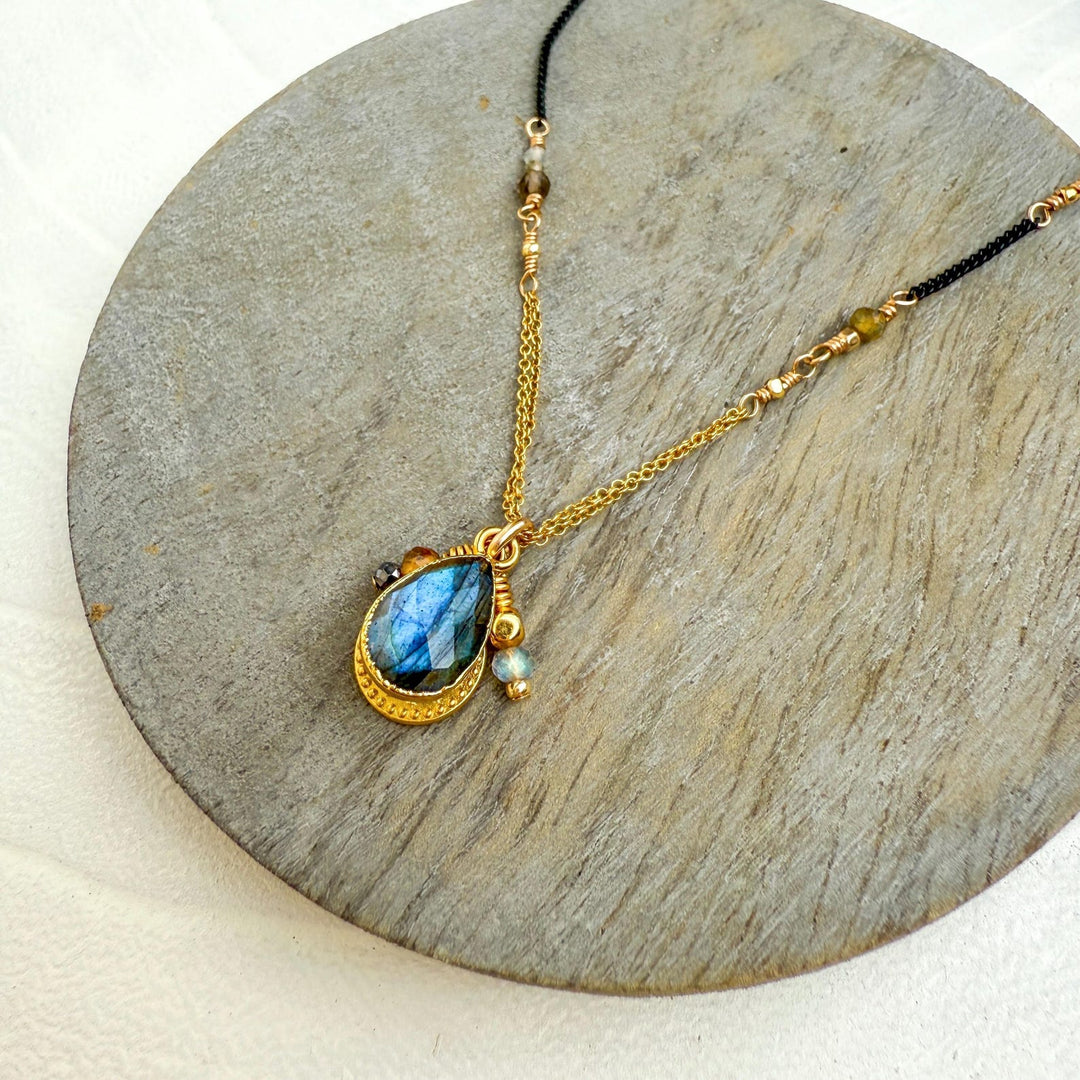Blue Labradorite Charm Necklace
