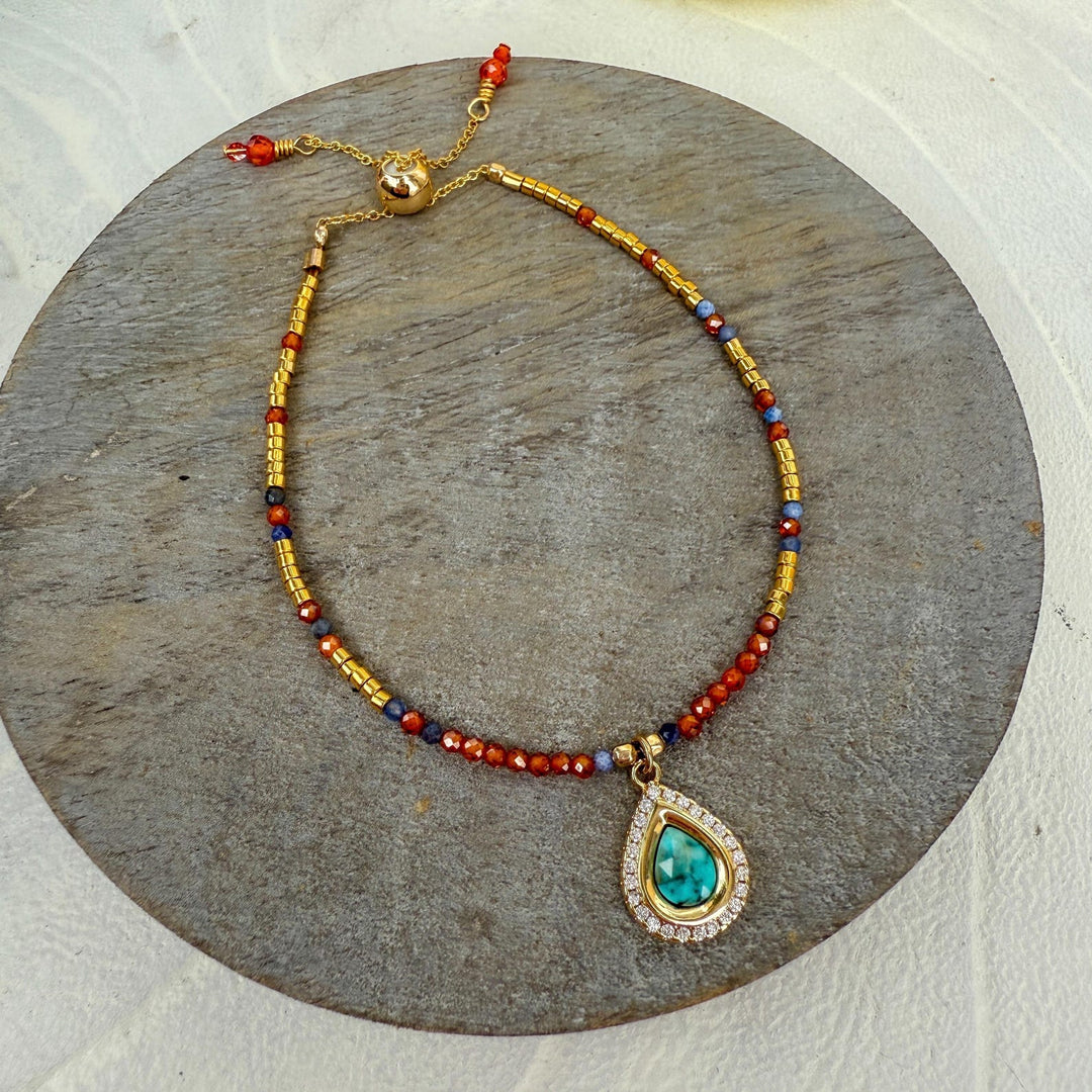 Vibrant Turquoise & Carnelian Bracelet