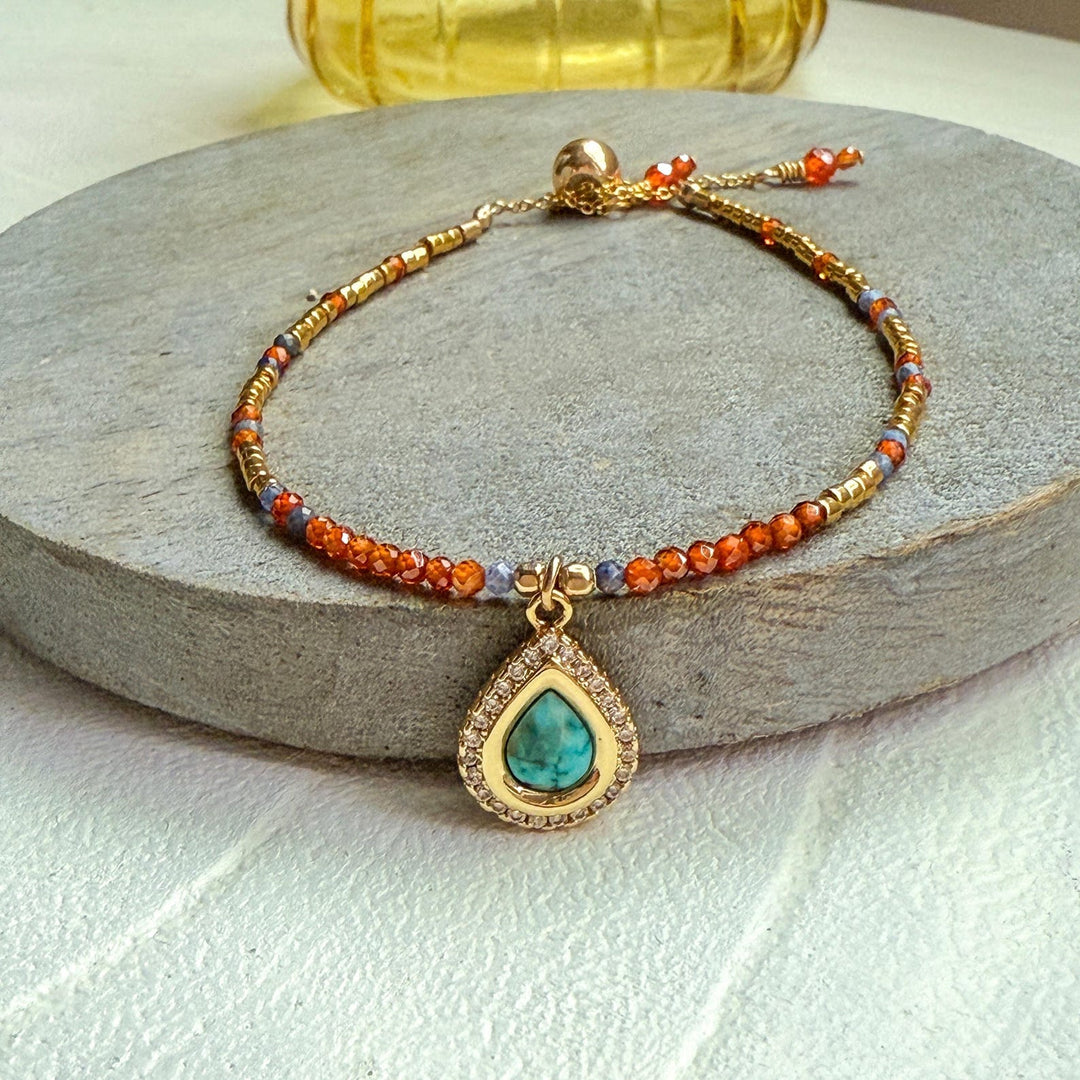 Vibrant Turquoise & Carnelian Bracelet