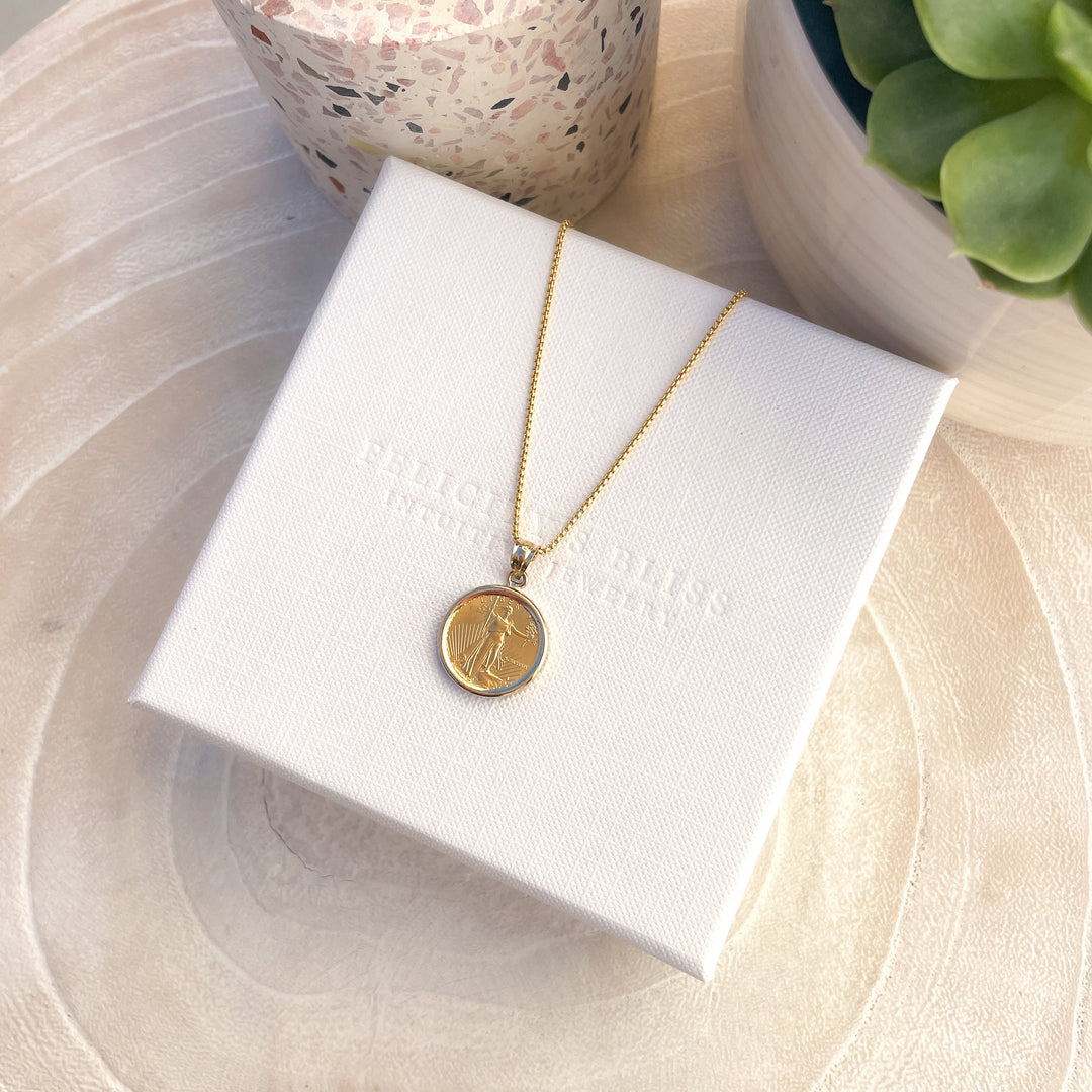 Gold American Eagle Coin Pendant Necklace
