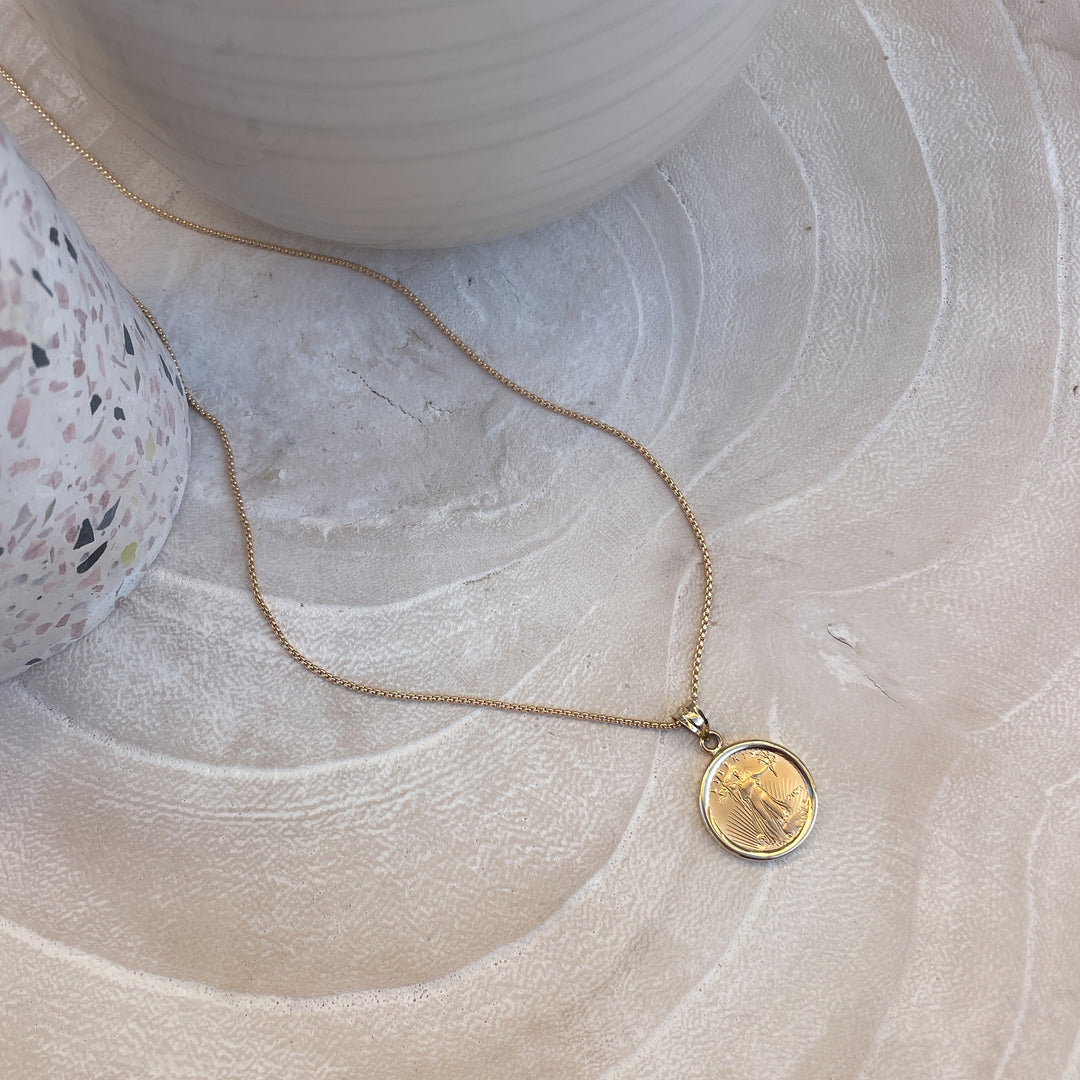 Gold American Eagle Coin Pendant Necklace