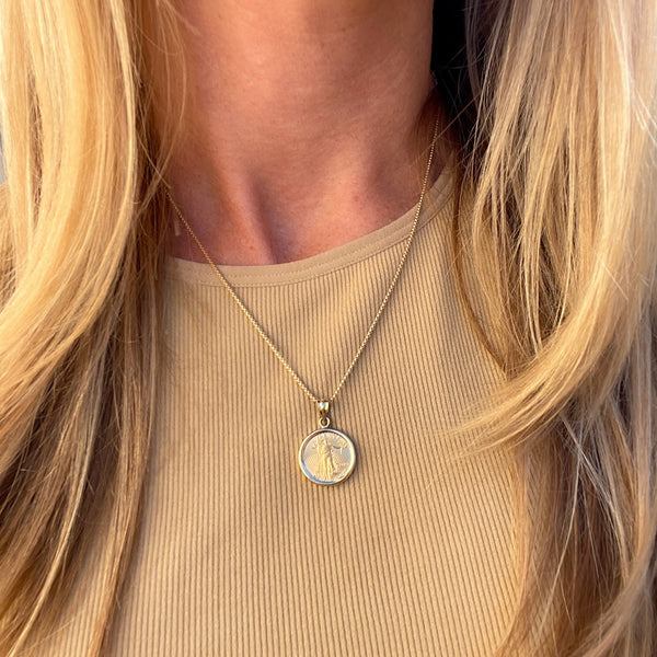 Gold American Eagle Coin Pendant Necklace