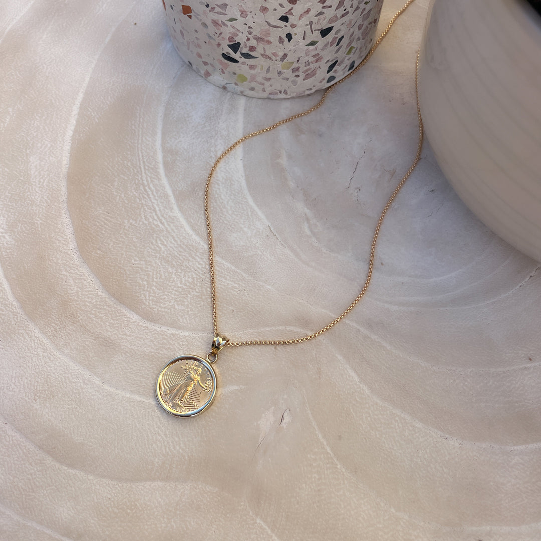 Gold American Eagle Coin Pendant Necklace